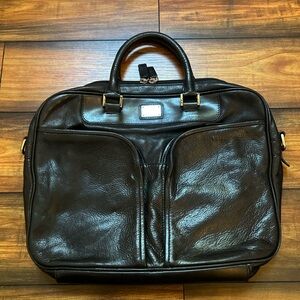 Cole Haan HUDSON II Black Leather Laptop Briefcase bag